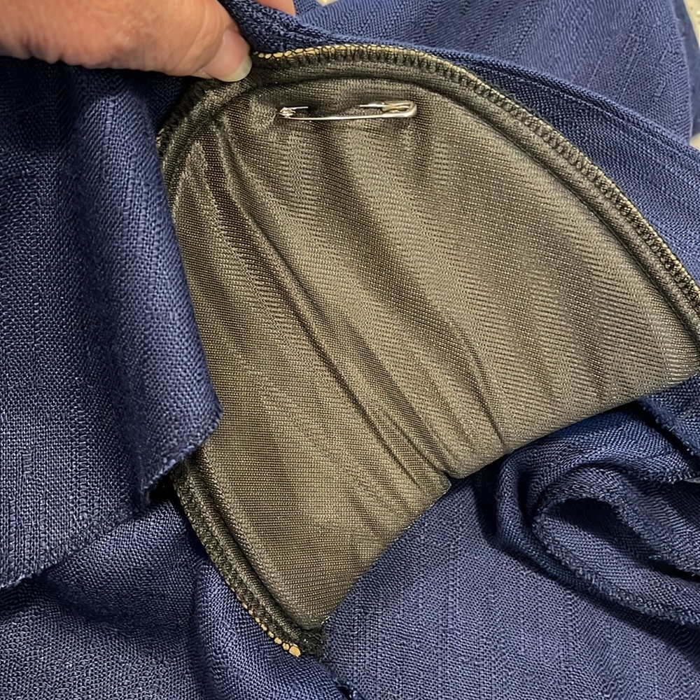 VINTAGE DAWN JOY DOUBLE BREASTED JACKET PLEATED SKIRT SET NAVY BLUE WHITE SIZE 8 - Picture 8 of 13